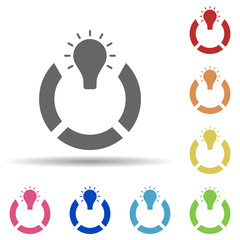 Bulb, pie, organization in multi color style icon. Simple glyph, flat vector of business icons for ui and ux, website or mobile application