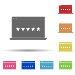 Laptop, stars, review in multi color style icon. Simple glyph, flat vector of business icons for ui and ux, website or mobile application