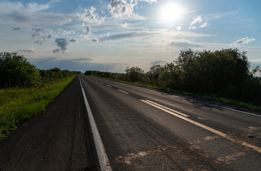 Naklejka premium The horizon with clouds and the highway paths5