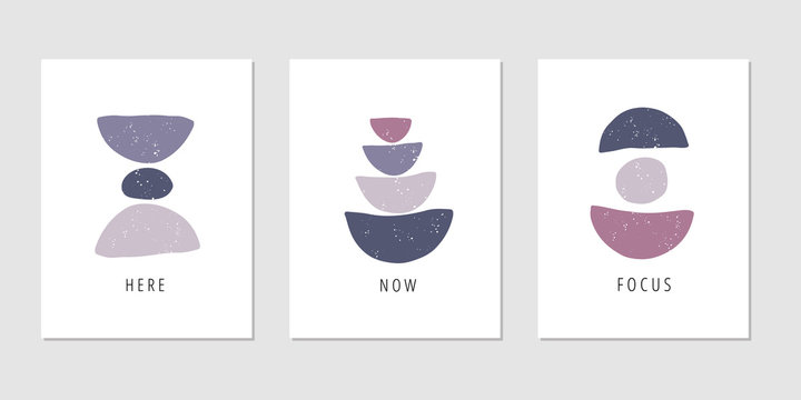 Focus, pause, moment flat vector posters set