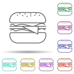 Cheeseburger multi color icon. Simple thin line, outline vector of web icons for ui and ux, website or mobile application