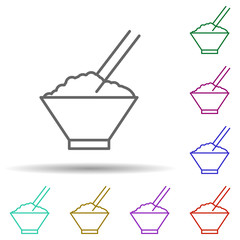 Rice with chopsticks multi color icon. Simple thin line, outline vector of web icons for ui and ux, website or mobile application