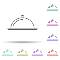 Restaurant tray multi color icon. Simple thin line, outline vector of web icons for ui and ux, website or mobile application