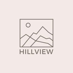 simple line hillview logo design vector illustration