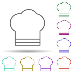 Chef's hat multi color icon. Simple thin line, outline vector of web icons for ui and ux, website or mobile application