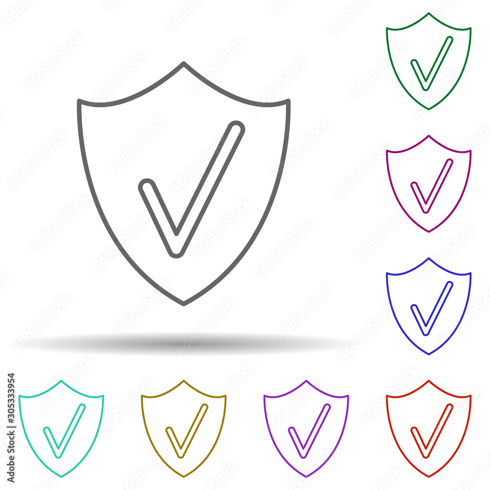 Poster check mark multi color icon. simple thin line, outline vector of web icons for ui and ux, website or