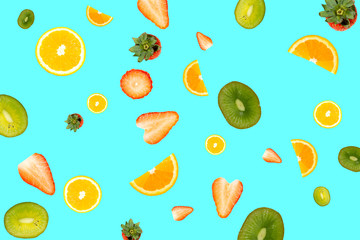 Fresh Fruit Pattern on blue background