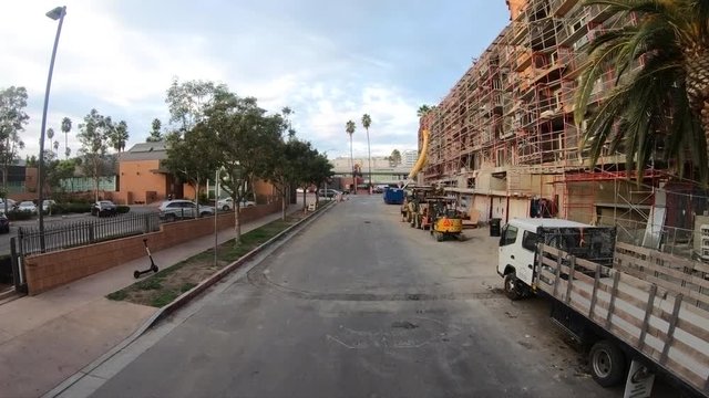 Push towards Construction site near Sunset Boulevard in Hollywood 4K