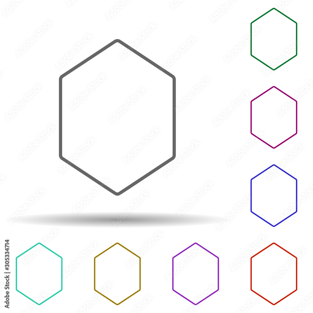 Poster hexagon multi color icon. simple thin line, outline vector of geometric figures icons for ui and ux,