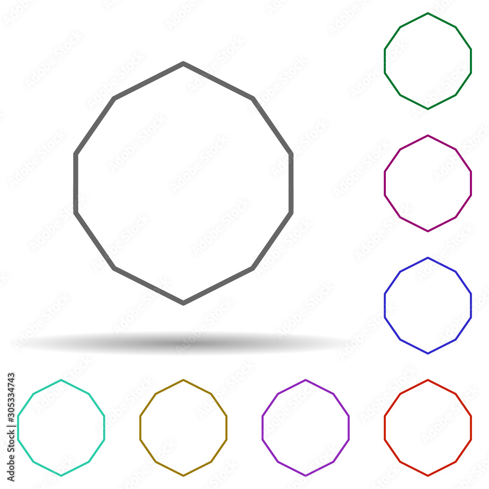 Poster decagon multi color icon. simple thin line, outline vector of geometric figures icons for ui and ux,
