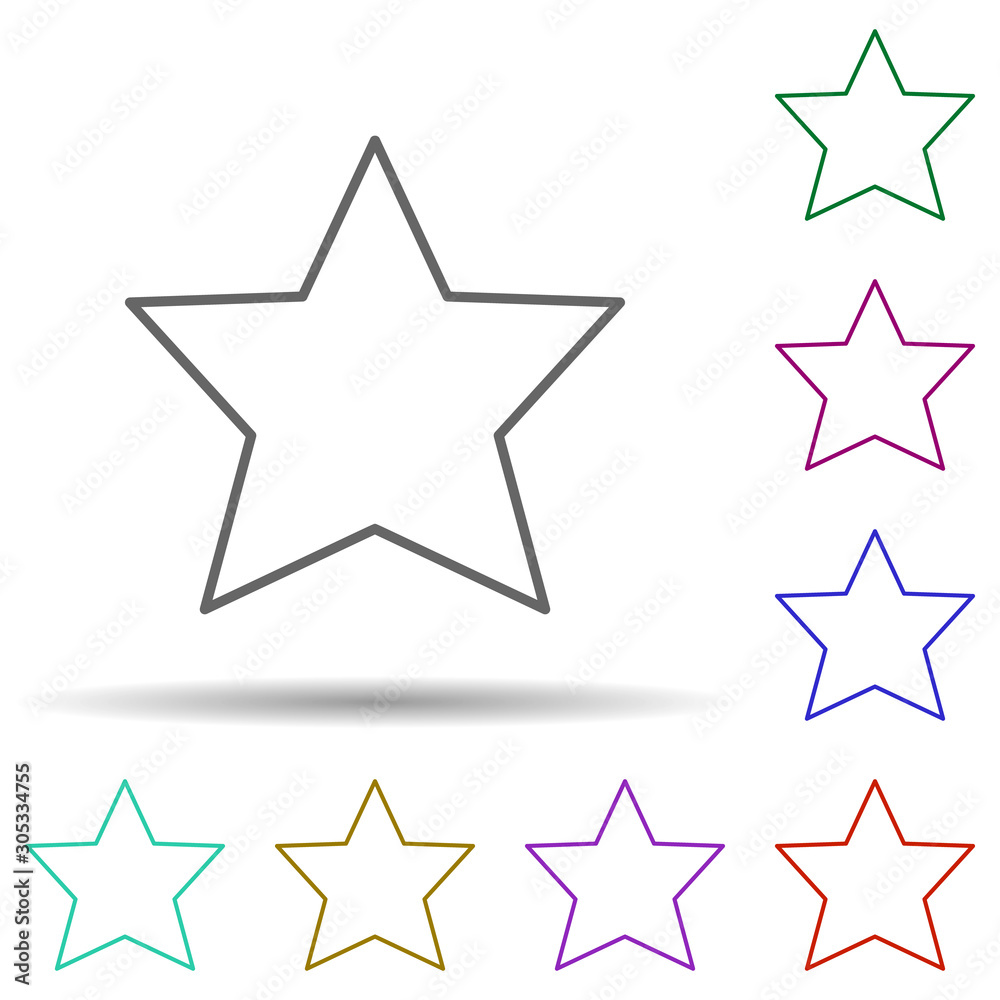 Poster five-pointed star multi color icon. simple thin line, outline vector of geometric figures icons for 