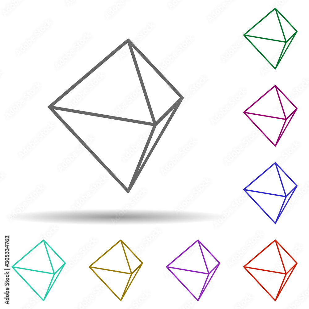 Poster 3d figure multi color icon. simple thin line, outline vector of geometric figures icons for ui and u