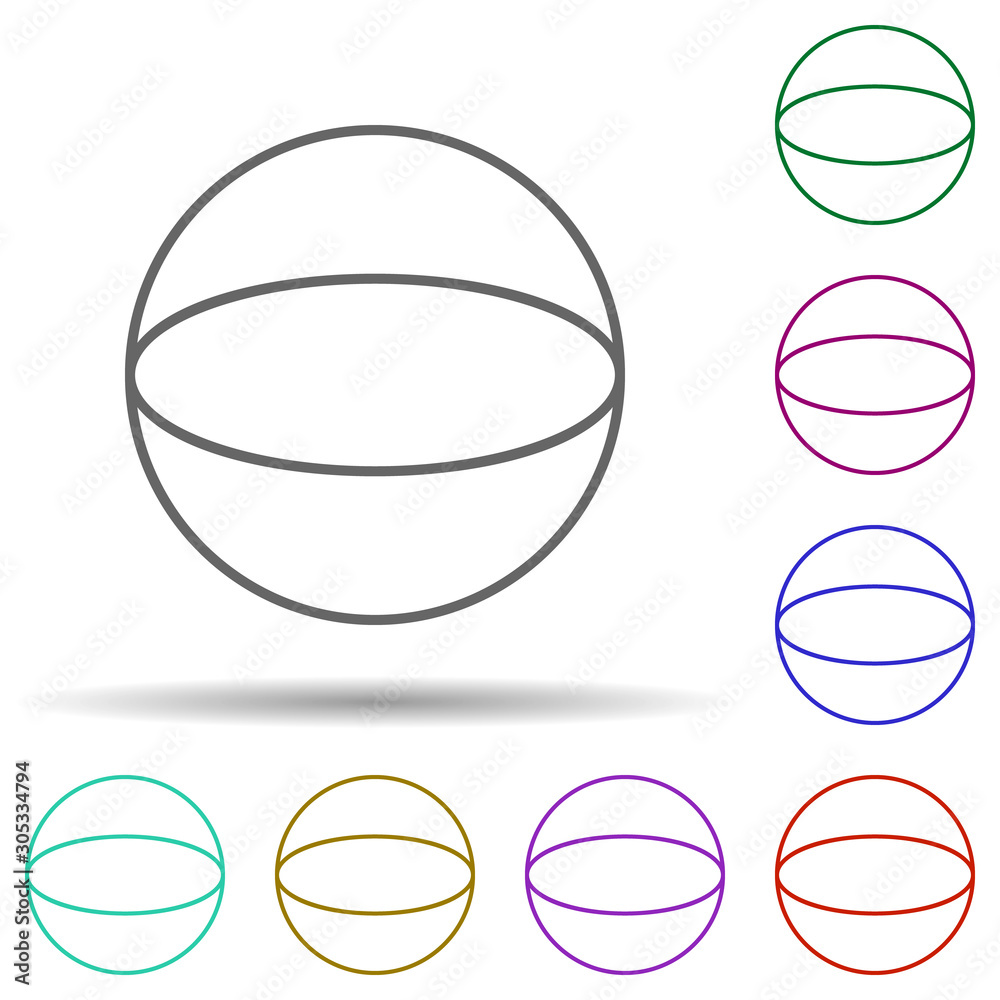 Poster 3d circle multi color icon. simple thin line, outline vector of geometric figures icons for ui and u