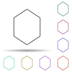 Hexagon multi color icon. Simple thin line, outline vector of geometric figures icons for ui and ux, website or mobile application