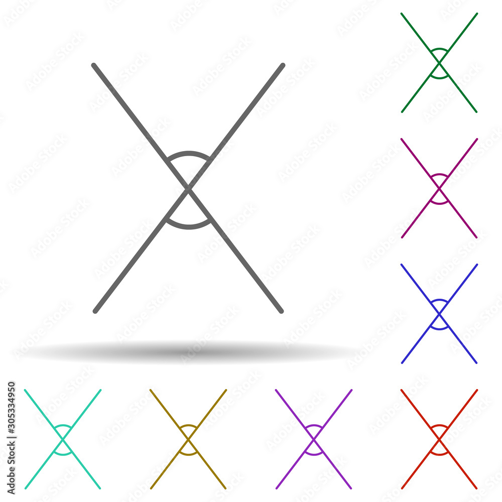 Poster two crossing lines multi color icon. simple thin line, outline vector of geometric figures icons for