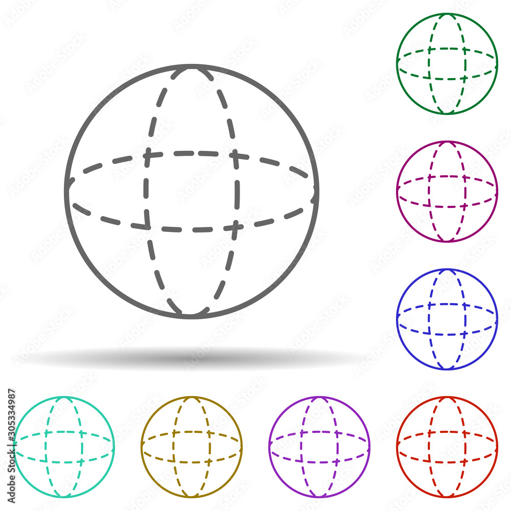 Poster circle with dashed lines multi color icon. simple thin line, outline vector of geometric figures ico