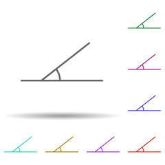 30 degree angle multi color icon. Simple thin line, outline vector of geometric figures icons for ui and ux, website or mobile application