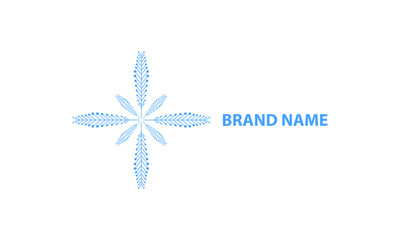 leaf logo template in blue and line design style