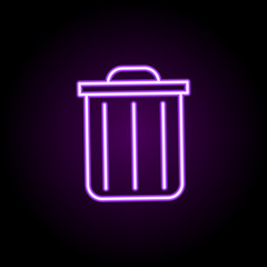 Trash box neon icon. Simple thin line, outline vector of cleaning icons for ui and ux, website or mobile application