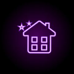 Clean home neon icon. Simple thin line, outline vector of cleaning icons for ui and ux, website or mobile application