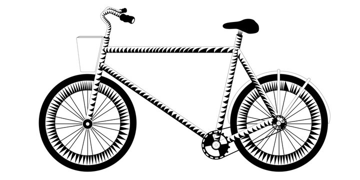 Isolated silhouette of a bicycle
