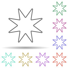 Eight-pointed star multi color icon. Simple thin line, outline vector of stars icons for ui and ux, website or mobile application