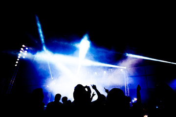 Abstract concert party silhoue with light and smoke