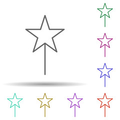 Star on a stick multi color icon. Simple thin line, outline vector of stars icons for ui and ux, website or mobile application