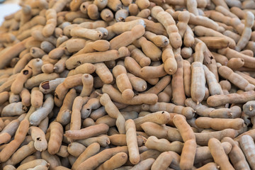 Fresh pile of ripe sweet tamarind fruits