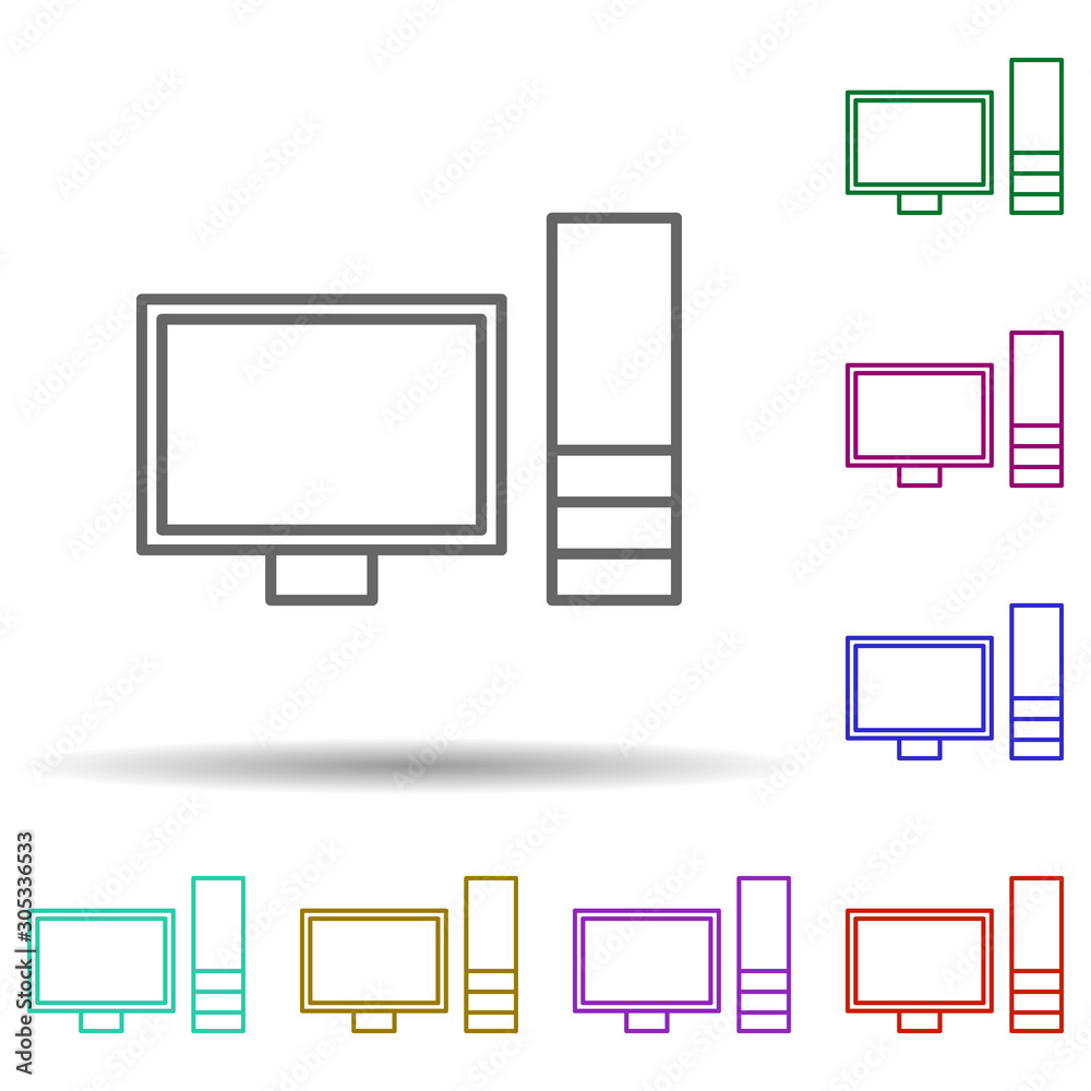 Poster pc multi color icon. simple thin line, outline vector of web icons for ui and ux, website or mobile 