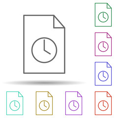 Clock in paper multi color icon. Simple thin line, outline vector of web icons for ui and ux, website or mobile application