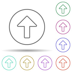 Arrow in round multi color icon. Simple thin line, outline vector of web icons for ui and ux, website or mobile application