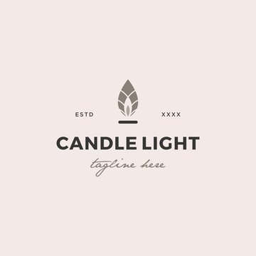 Simple candle light  logo design vector illustration