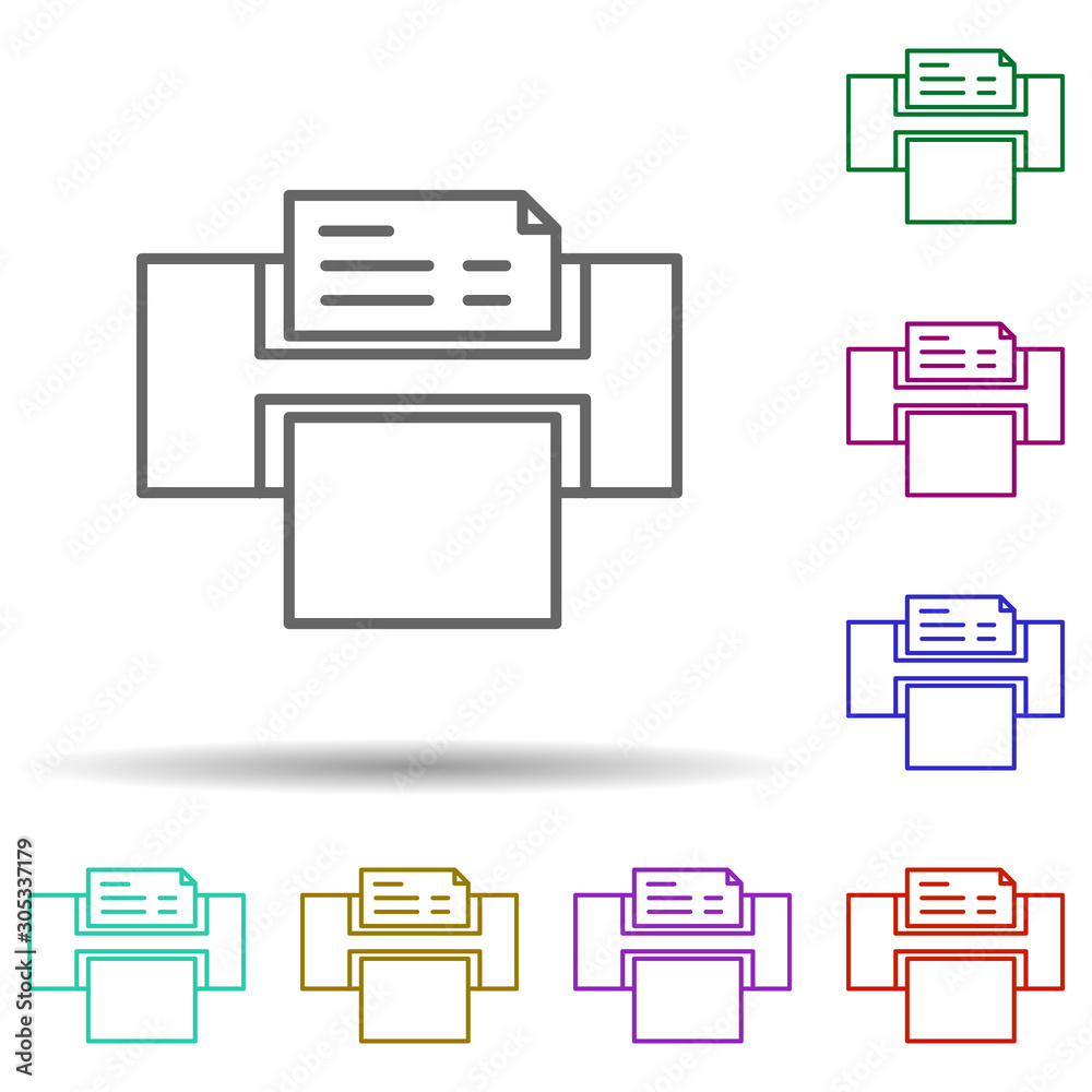 Poster Printer multi color icon. Simple thin line, outline vector of web icons for ui and ux, website or mobile application