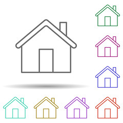 Home multi color icon. Simple thin line, outline vector of web icons for ui and ux, website or mobile application