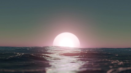 Handheld Camera Sunset over the Sea - 3D Illustration