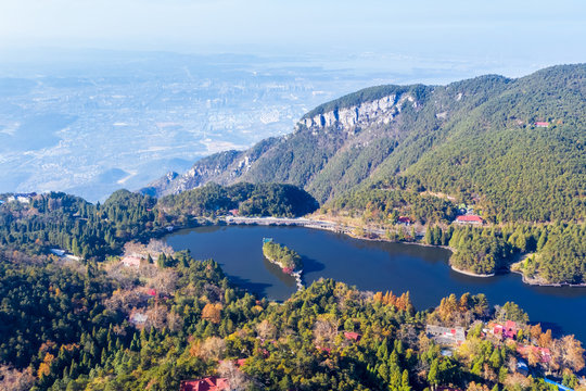 Aerial View Of Mount Lu Landscape In Autumn