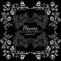 Tropical hand drawn floral frames. Outline set. Jungle foliage illustration. Floral set. Hand drawing. Vector isolated collection. Natural spring wedding card. Summer tropical leaf. Botanical frames