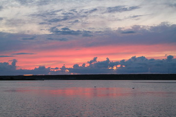 sunset over the river