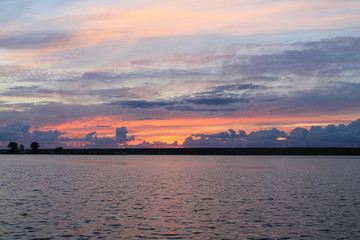 sunset over the river
