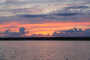 sunset over the river
