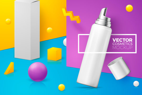 Vector Abstract Scene With Mousse Bottle And Box