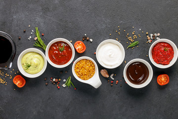 Fototapeta na wymiar Set of different sauces