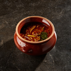 Solyanka soup close up