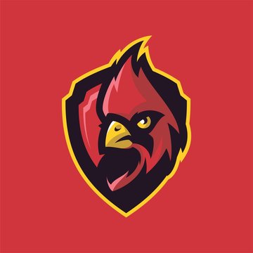 Cardinal Bird Mascot Head Logo