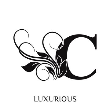  Initial letter C  Decorative emblem VINTAGE ornament  monogram logo
