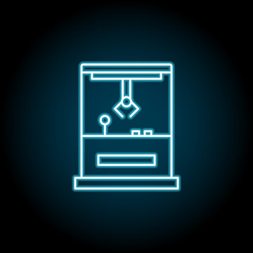 Claw Machine Blue Neon Icon. Simple Thin Line, Outline Vector Of Amusement Icons For Ui And Ux, Website Or Mobile Application