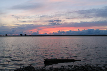 sunset over the river