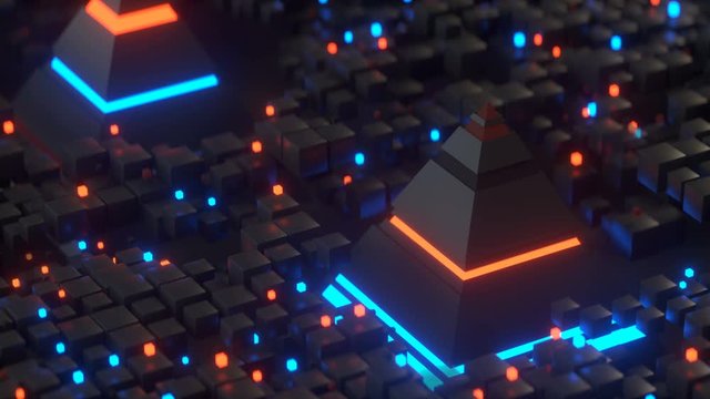 Pyramids and glowing cubes in global matrix