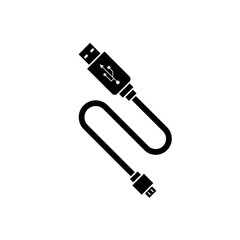 USB cable vector icon on white background.